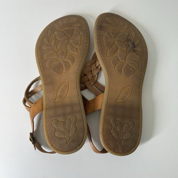 Born Lake Sandal Women’s 8.5 M Brown Braided Leather Strap Cushioned Buckle - Picture 6 of 8